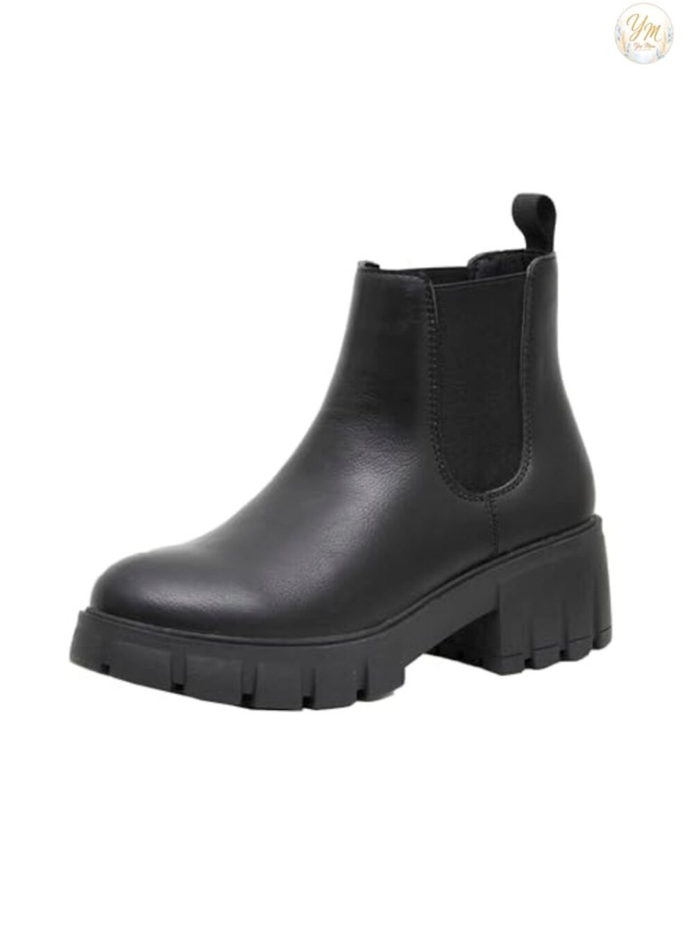 Vegan Leather Chelsea Boots Slip On Memory Foam Ankle Bootie 2 inch Block Heel
